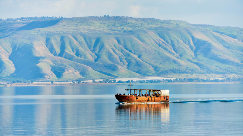 May 2 – Boat Ride on the Sea of Galilee, Capernaum, Mount of Beatitudes, Tabgha, Fish Lunch, Golan Heights, Mount Bental